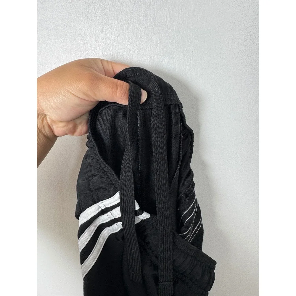 Athleisure Adidas Mens Medium Track‎ Pants Black White Primegreen 3-Stripe Sport